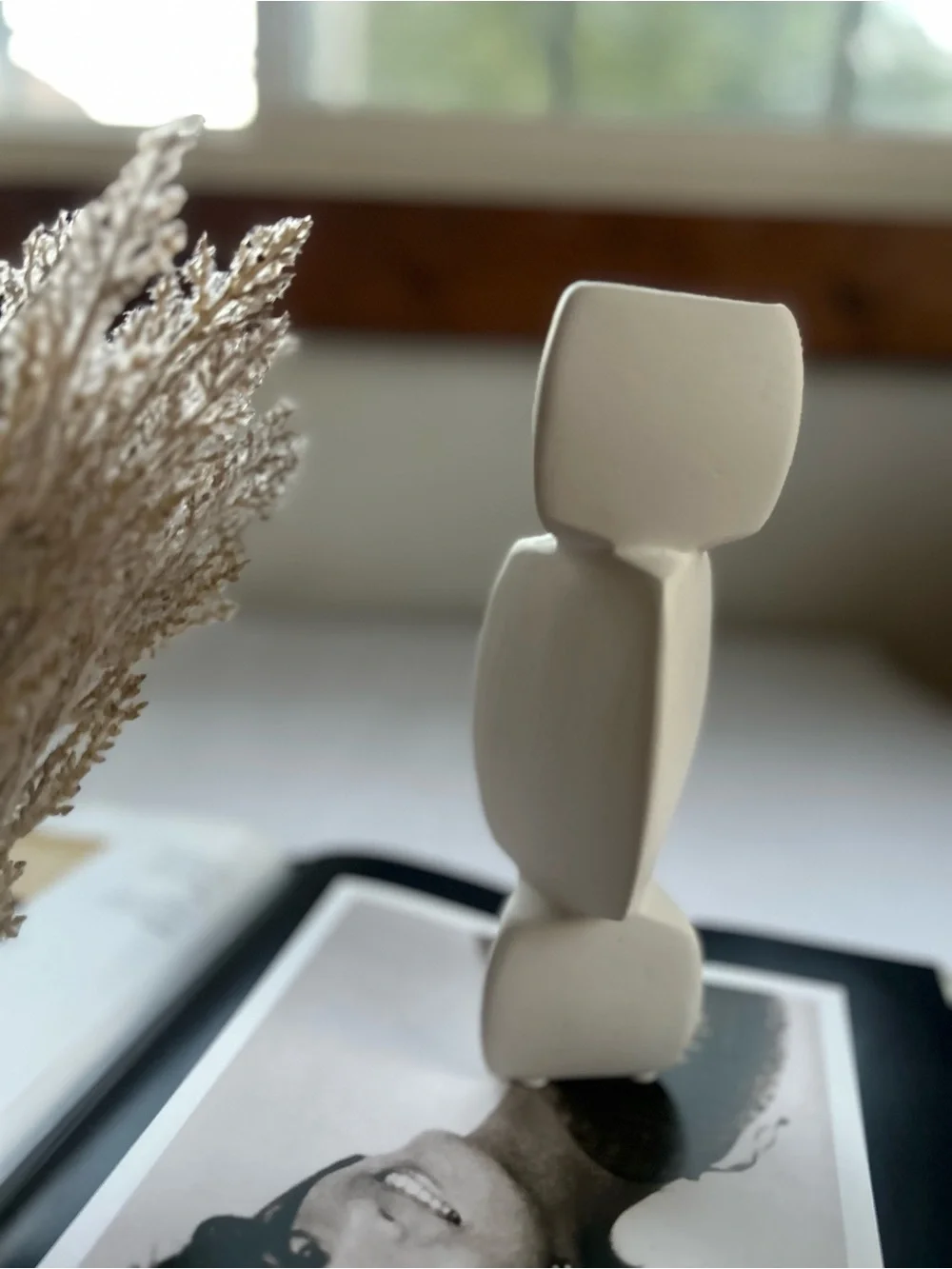 Minimalist Cream Abstract Ceramic Sculpture Vase